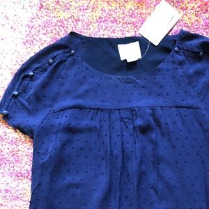 Anthropologie navy blouse; lovely details!